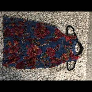 NWOT- Dress Royal Blue with floral velvet print